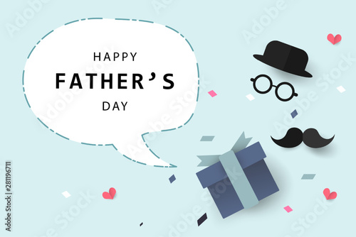 Happy Father's Day greeting card background and banner. Creative paper cut design with lovely elements. Modern vector design in EPS10 vector illustration.