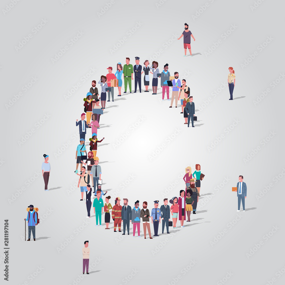 big people crowd gathering in shape letter C different occupation employees group standing together English alphabet concept full length big people crowd gathering in shape letter C different occupation employees group standing together English alphabet concept full length