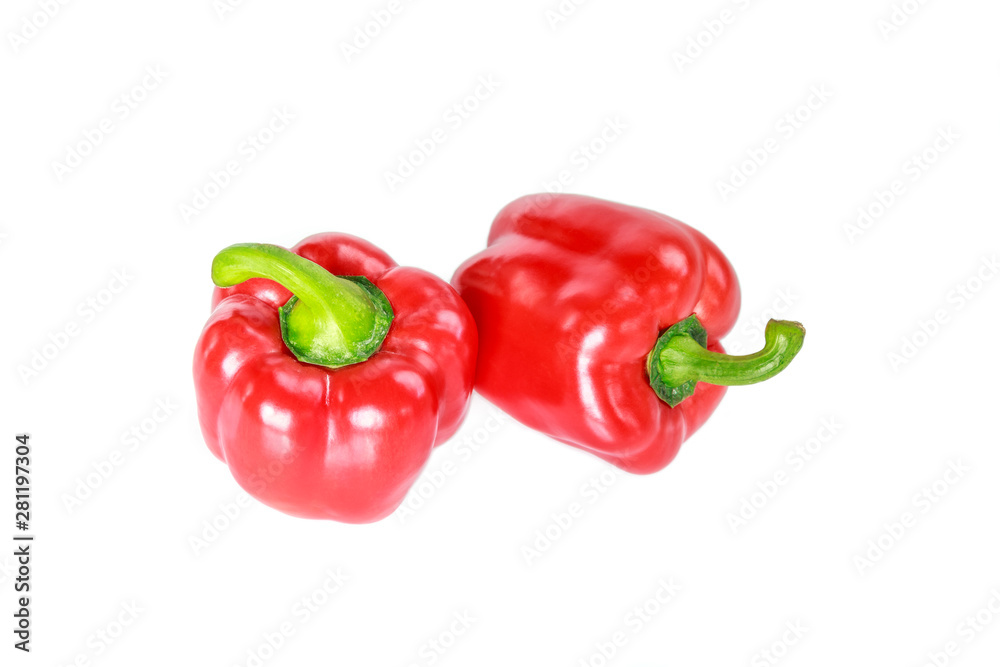 red bell pepper on white background. red bell pepper on white background.