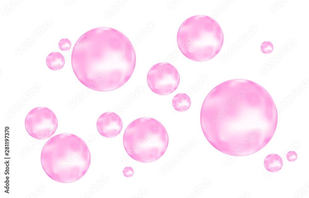 Pink fizzing air or water bubbles on white background. Pink fizzing air or water bubbles on white background.