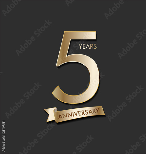 Anniversary celebration design with gold number on black background 
