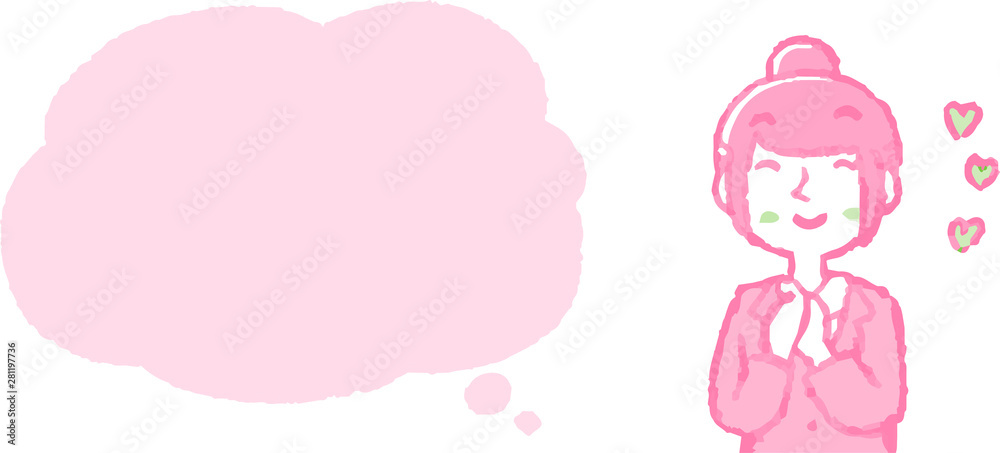 Illustration of a Upper body of job-hunting girl student face and pose with Speech Balloon Illustration of a Upper body of job-hunting girl student face and pose with Speech Balloon