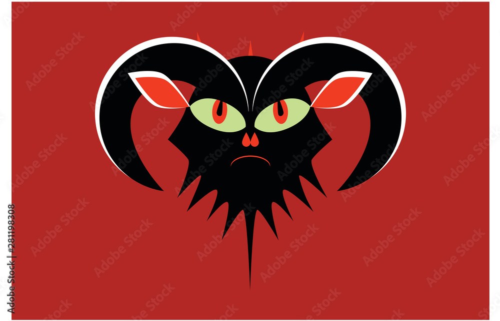 Fototapeta premium Black and red goat front side view