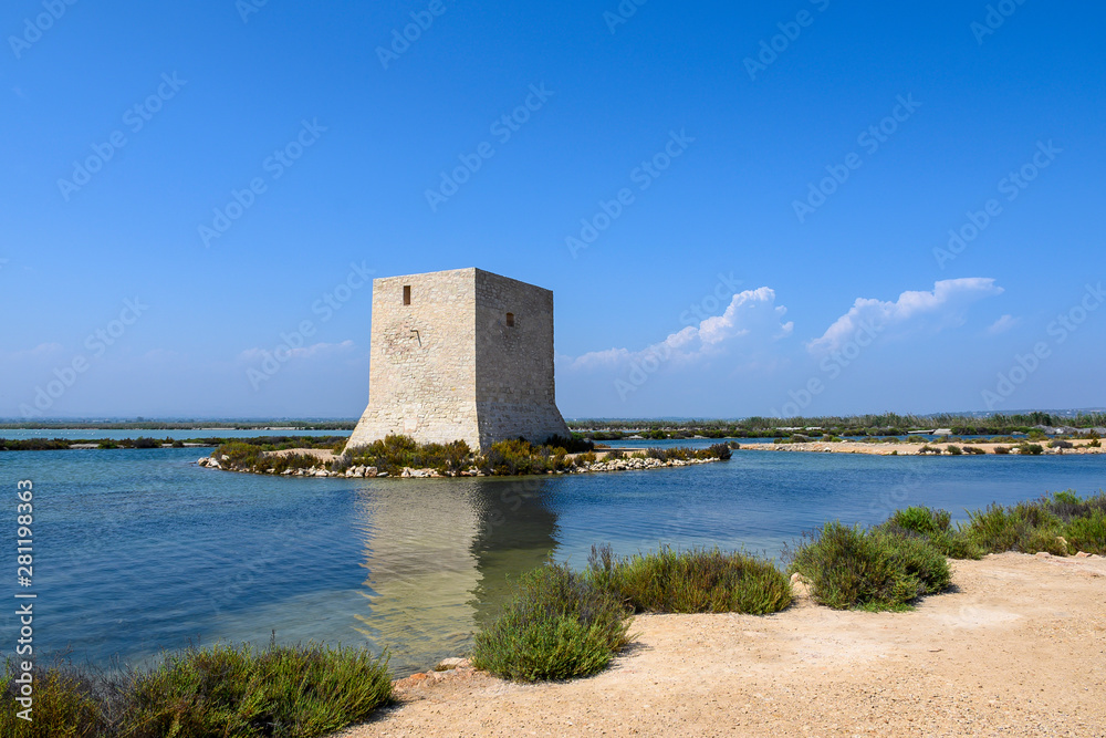 Tower in salty lagoon