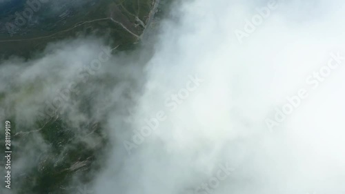 Aerial view from drone of incredible beautiful road Transalpina
