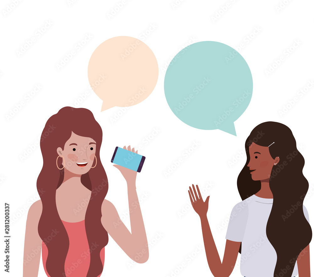 women with speech bubble avatar character women with speech bubble avatar character