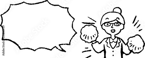 illustration of Upper body of Business woman face and pose with Speech Balloon