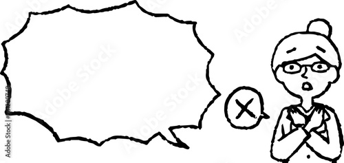 illustration of Upper body of Business woman face and pose with Speech Balloon