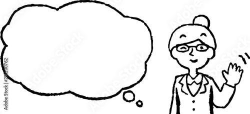 illustration of Upper body of Business woman face and pose with Speech Balloon