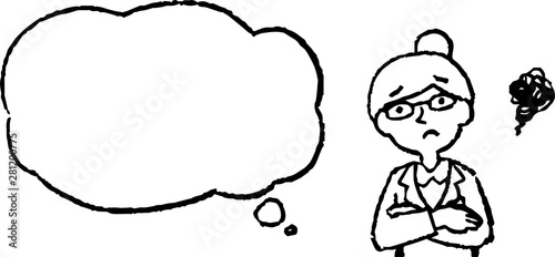 illustration of Upper body of Business woman face and pose with Speech Balloon