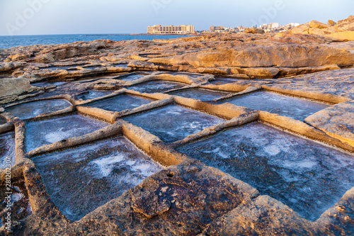 Salt evaporation ponds off the coast of Gozo