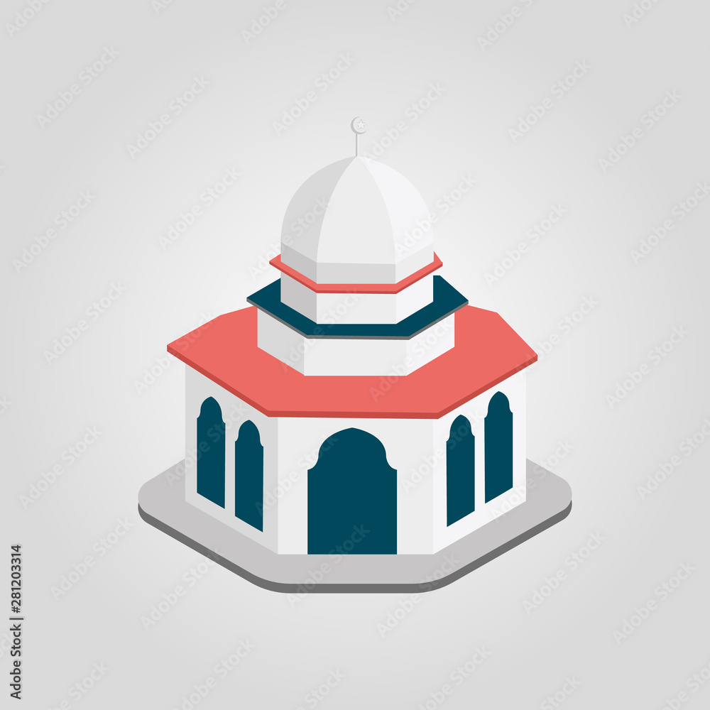 Mosque islam isometric Free Vector