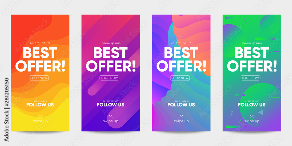 Set of sale banner for social media stories, web page and other pormotion for mobile. Eps10 vector.