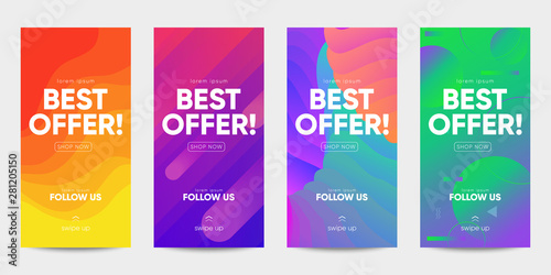 Set of sale banner for social media stories, web page and other pormotion for mobile. Eps10 vector.