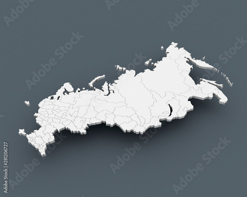 Russia map in gray background 3d