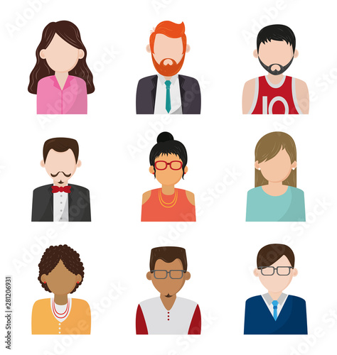 Set of people faceless characters icons