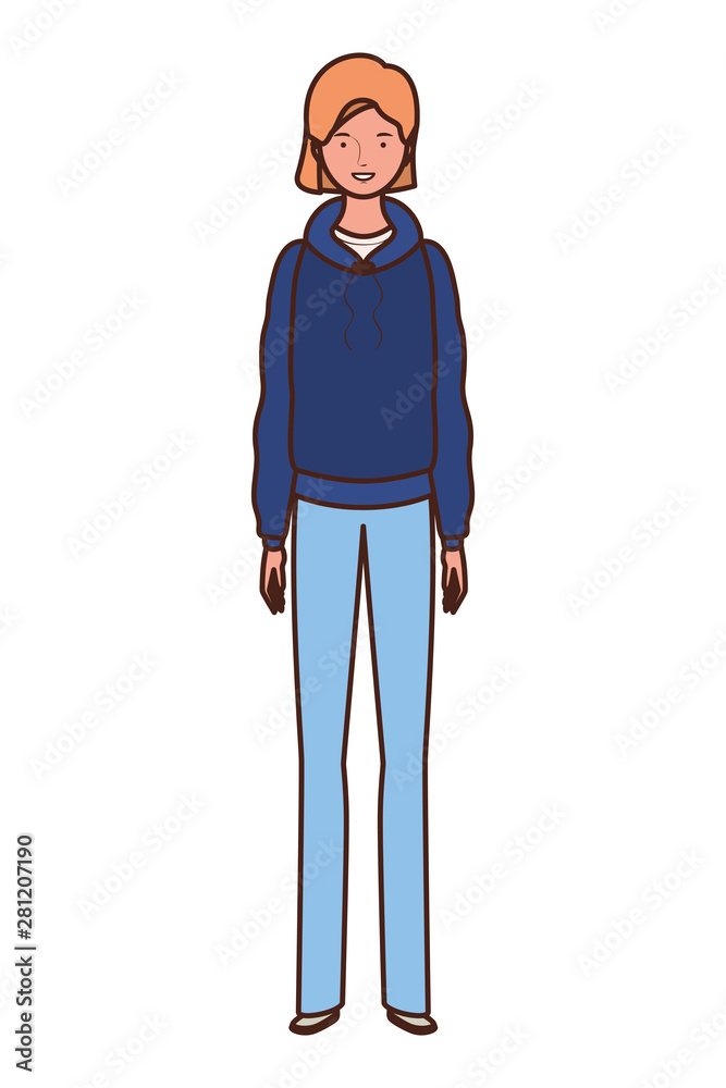 young woman standing on white background young woman standing on white background