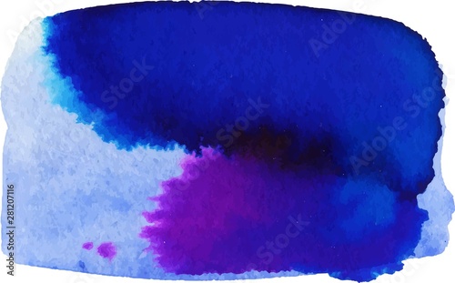 Vector collection of blue watercolor paint strokes. Abstract grunge banner. Brush stroke background.