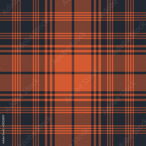 Tartan Pattern Dark Blue and Orange . Texture for plaid, tablecloths, clothes, shirts, dresses, paper, bedding, blankets, quilts and other textile products. Vector illustration EPS 10