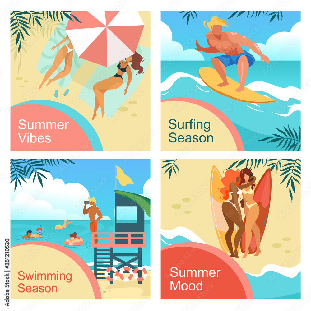 Summer Mood, Vibes, Surfing, Swimming Season Set