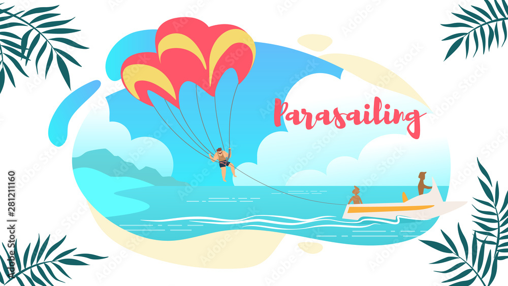 Parasailing Horizontal Banner, Man Under Parachute