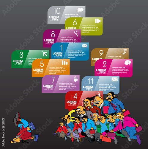 Abstract infographics template with cartoon character. Vector illustration