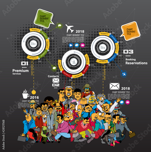 Abstract infographics template with cartoon character. Vector illustration