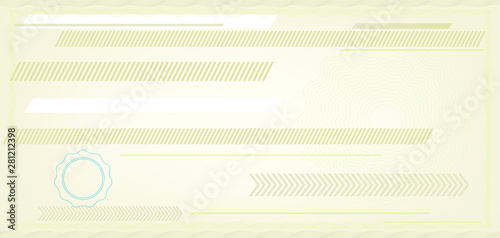 Blank check specimen in soft tones with copy space.