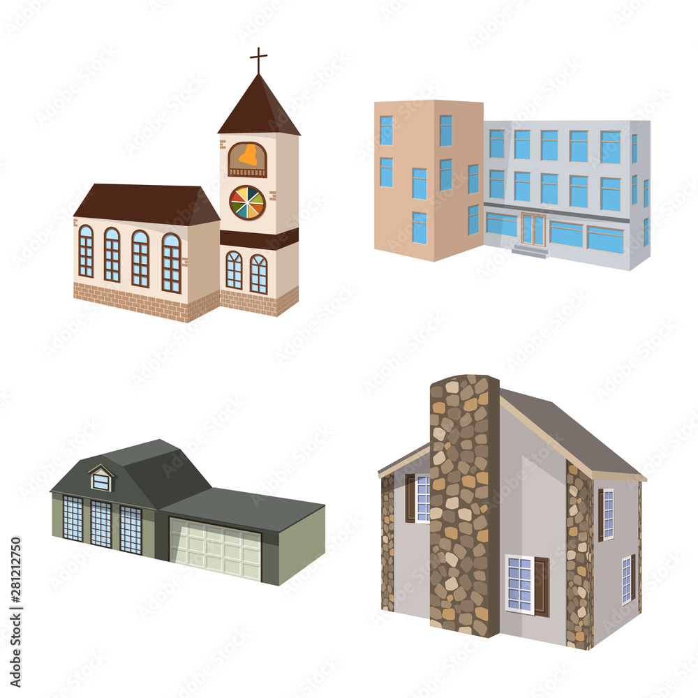 Vector design of building and home logo. Set of building and construction stock symbol for web.