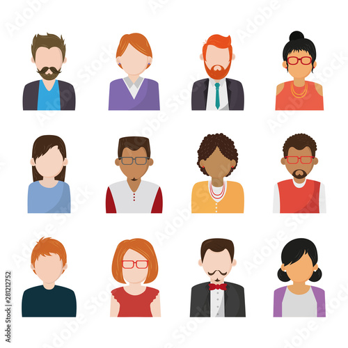 Set of people faceless characters icons