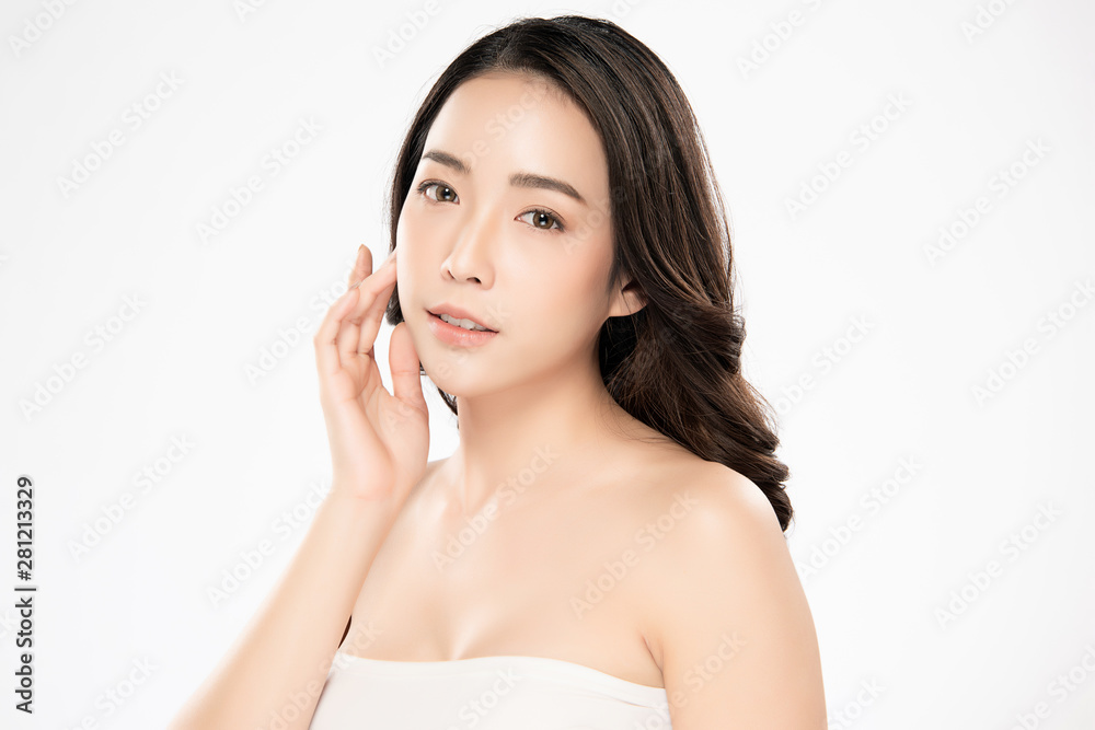 Beautiful Young Asian Woman with Clean Fresh Skin,