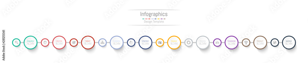 Fototapeta premium Infographic design elements for your business data with 10 options, parts, steps, timelines or processes. Vector Illustration.