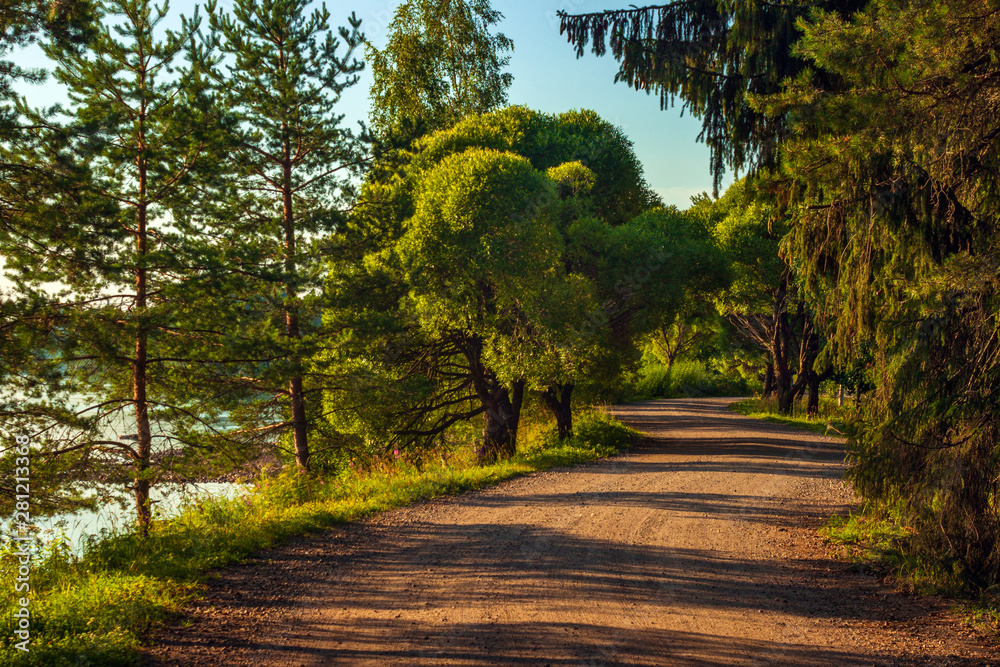 Fototapeta premium road along the Vuoksa river bank