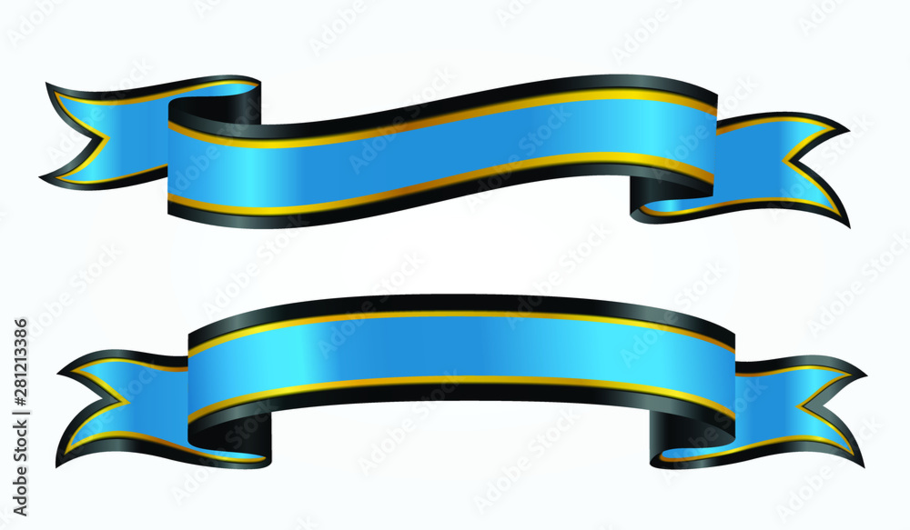 set of decorative gold ribbon banners isolated set of decorative gold ribbon banners isolated