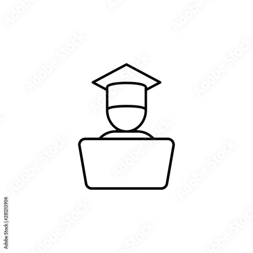 Laptop, education, online training icon. Simple thin line, outline vector of online traning icons for ui and ux, website or mobile application
