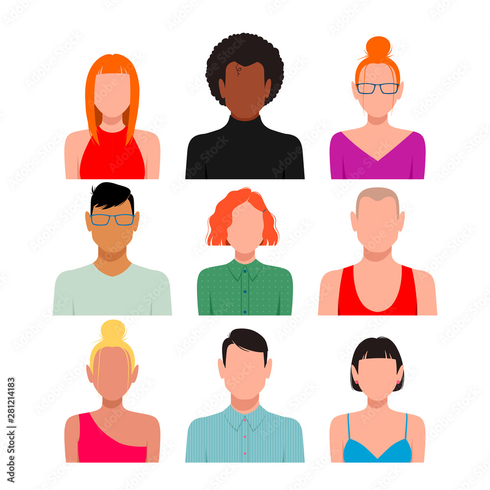 Diverse people avatar set