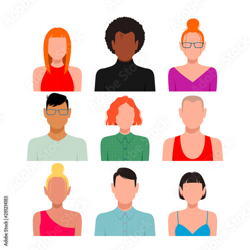 Diverse people avatar set