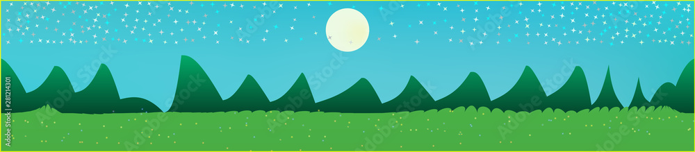 Fototapeta premium Cyan sky, and mountains landscape. 