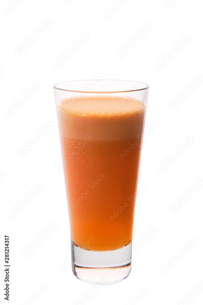 Fresh carrot and apple juice isolated on white Fresh carrot and apple juice isolated on white