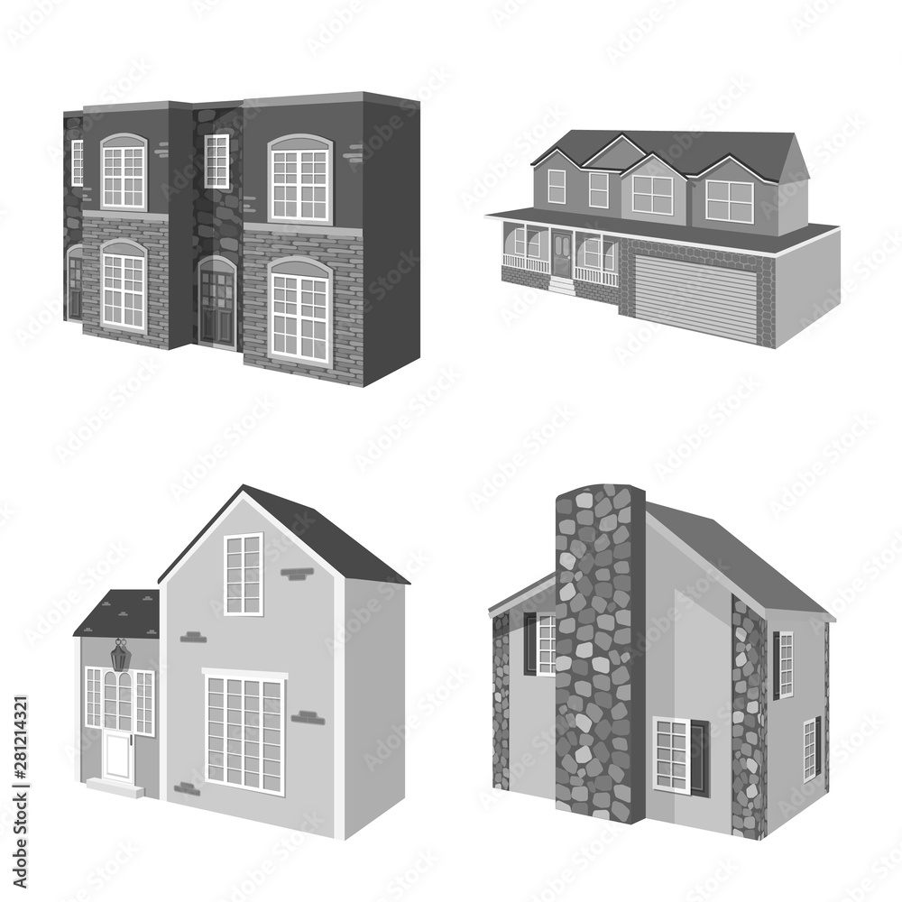 Vector design of architecture and estate icon. Collection of architecture and housing stock symbol for web.