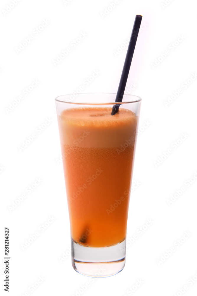 Fresh carrot and apple juice isolated on white Fresh carrot and apple juice isolated on white