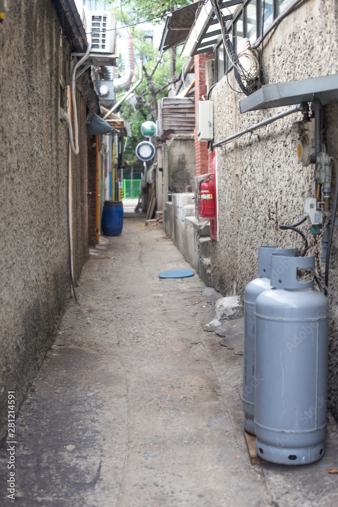 Old narrow alley Korea. streets and narrow alleyways of Korea. Old narrow alley Korea. streets and narrow alleyways of Korea.