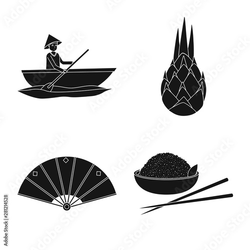 Vector design of eastern and oriental logo. Set of eastern and tourism vector icon for stock.