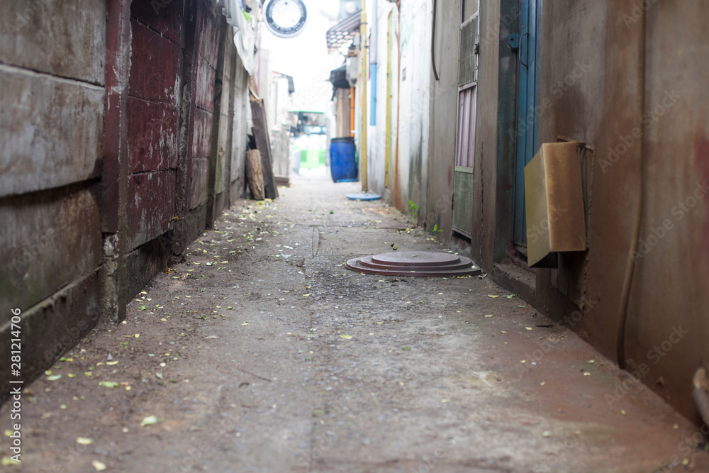 Old narrow alley Korea. streets and narrow alleyways of Korea.