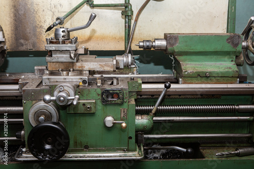 Machining on a lathe, internal boring of a part with a tool.