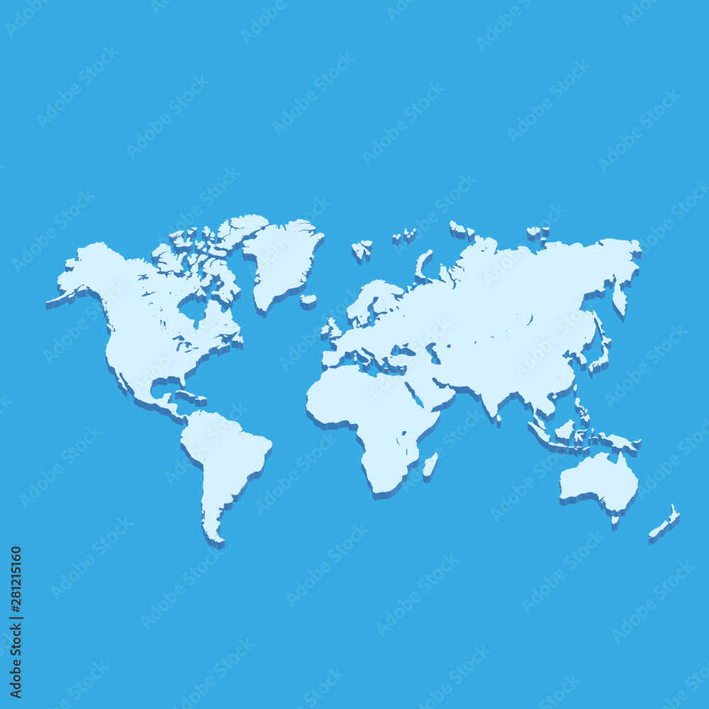 Vector 3d World Map over Blue Background Vector 3d World Map over Blue Background