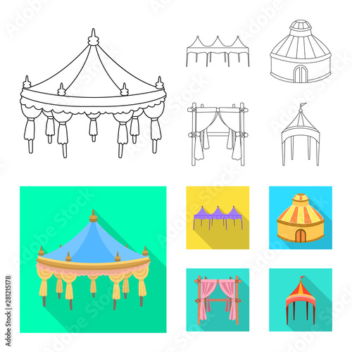 Vector design of roof and folding icon. Set of roof and architecture stock symbol for web.