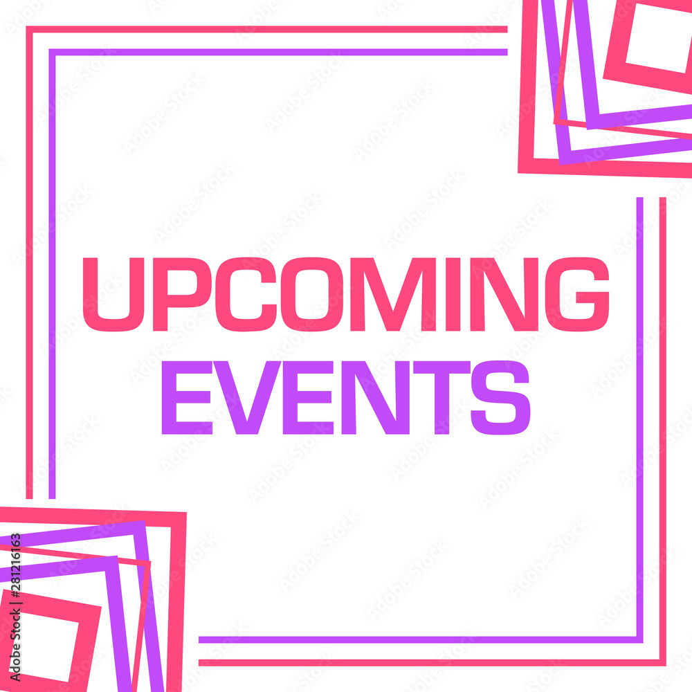 Upcoming Events Pink Purple Random Borders Square 