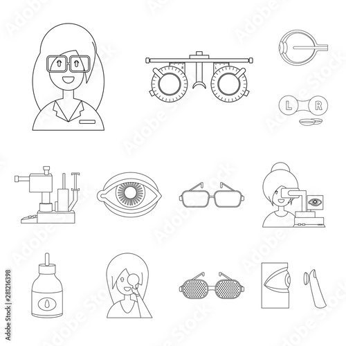 Vector illustration of medicine and technology sign. Set of medicine and eyesight vector icon for stock.