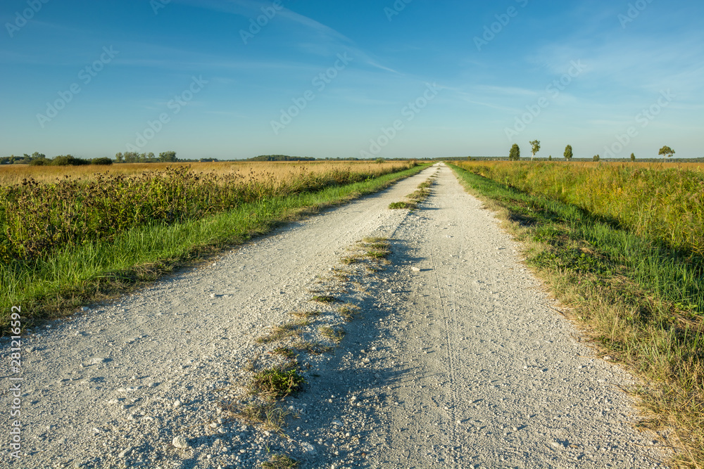 The gravel road to the horizon. Srebryszcze, Poland